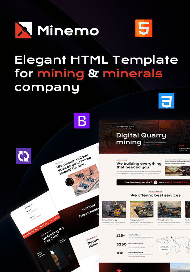Minemo - Mining Industry Services HTML5 Template