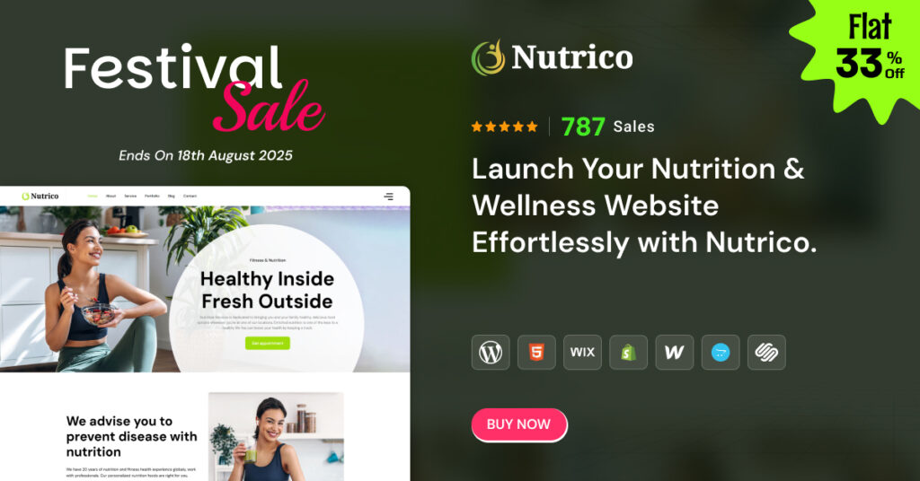 Nutrico - Nutrition Health Services WordPress Theme + Appointment Booking