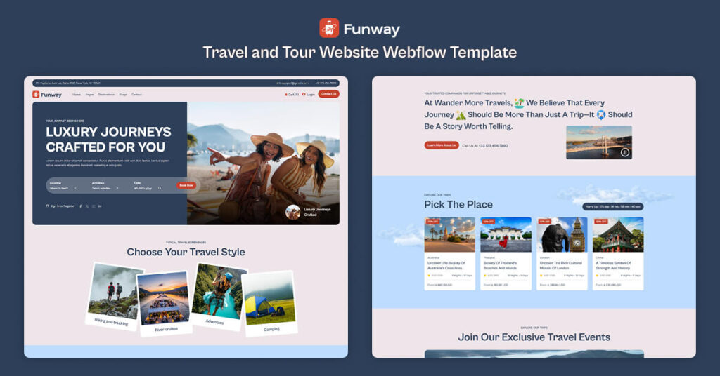 Travel and Tour Website Webflow Template
