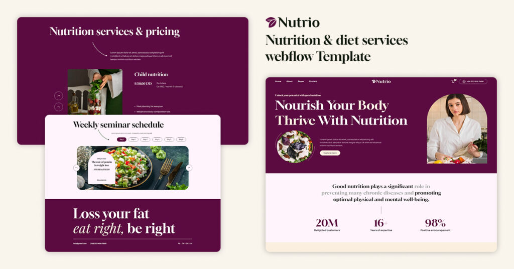 Nutrio- Health Website Webflow Template