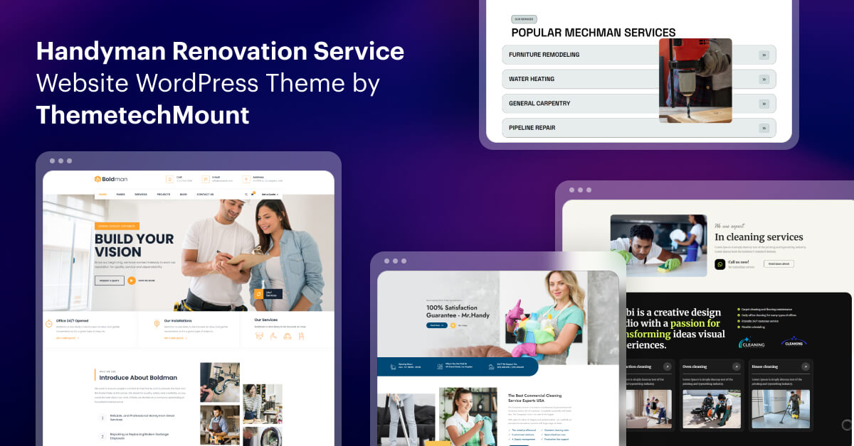 Handyman Renovation Service Website WordPress Theme by ThemetechMount