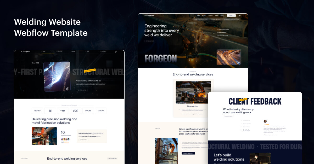 Welding Business Website Webflow Template 2026.