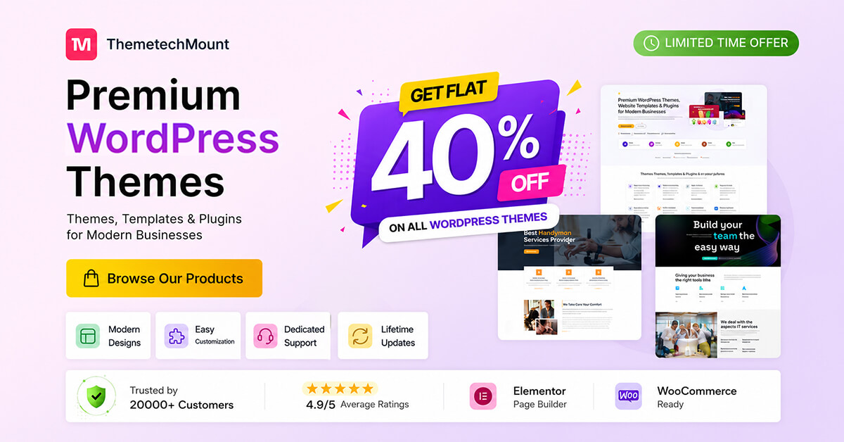 Premium WordPress Themes – Flat 40% Off Limited Time