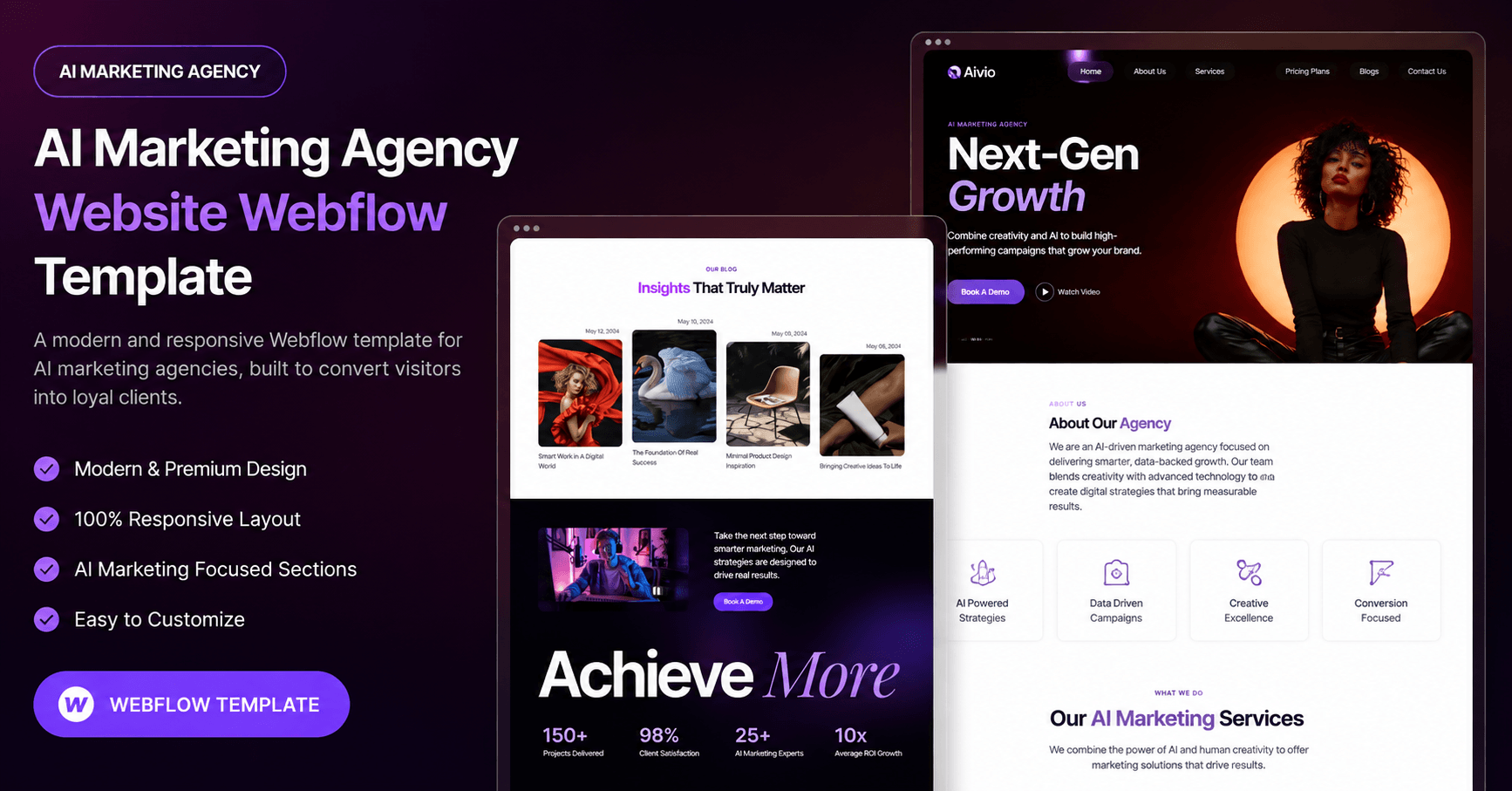 AI Marketing Agency Website Webflow Template 2026