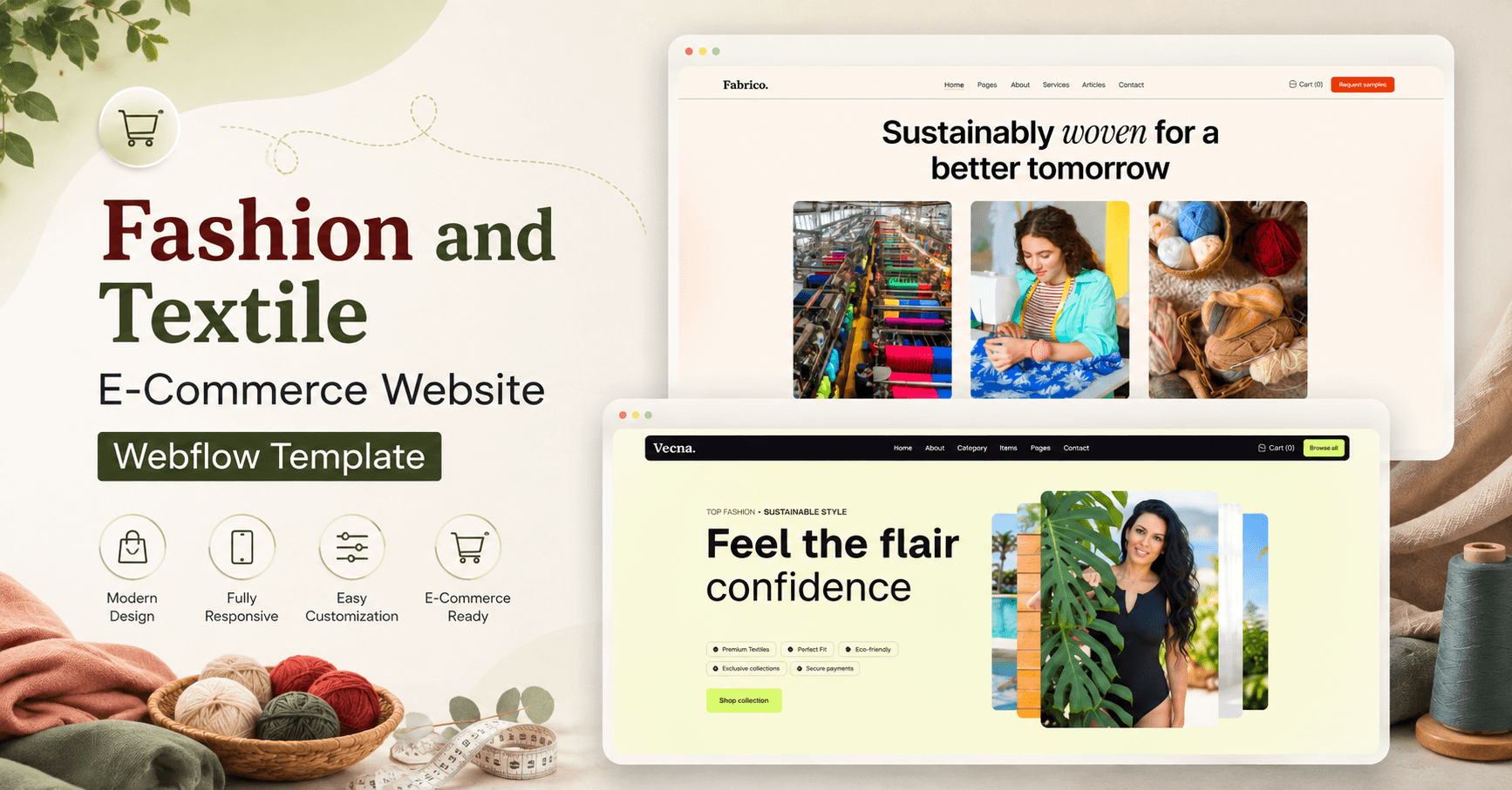 Fashion and Textile E-Commerce Website Webflow Template 2026