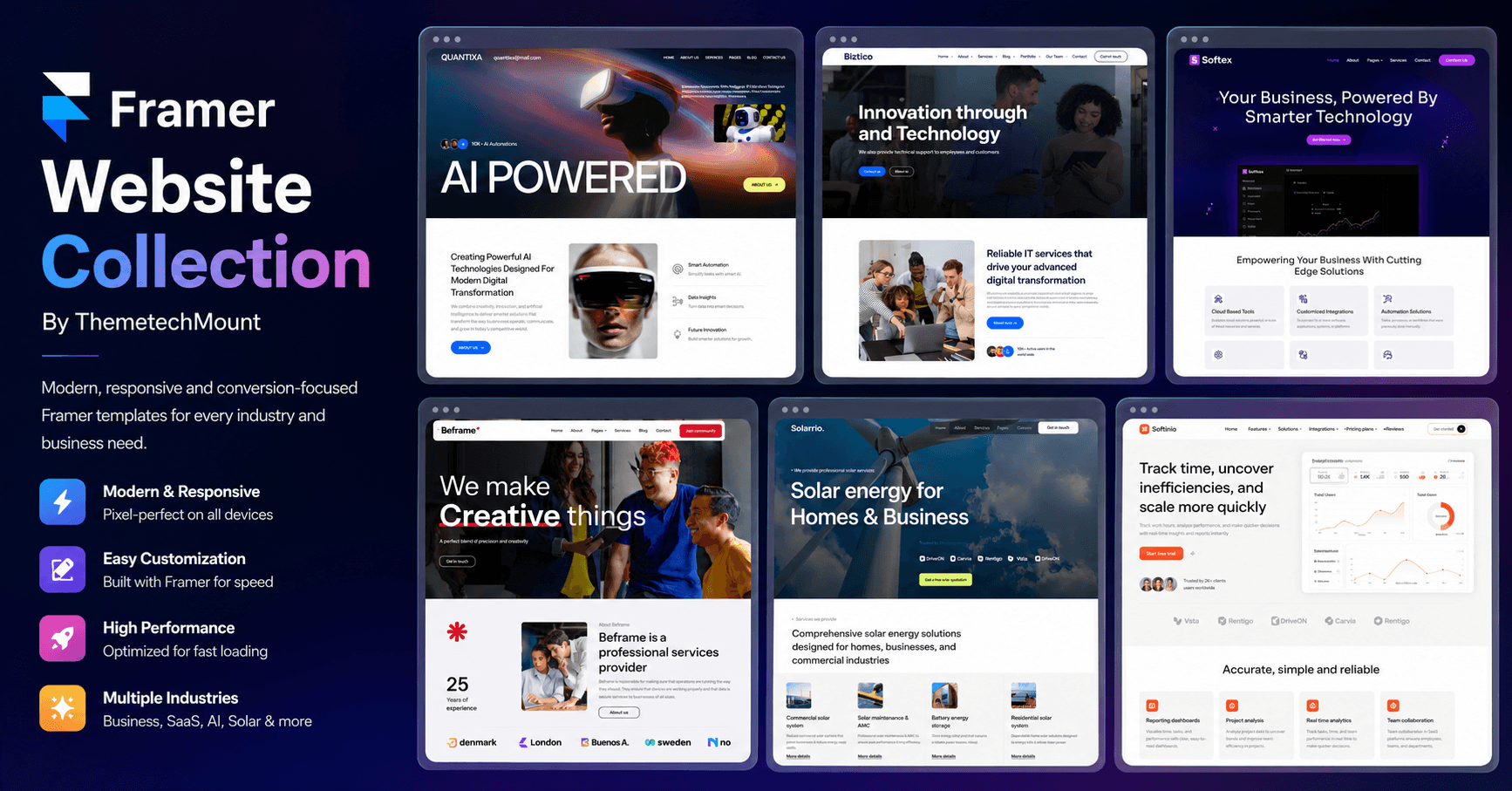 Framer Website Template Collection by ThemetechMount.