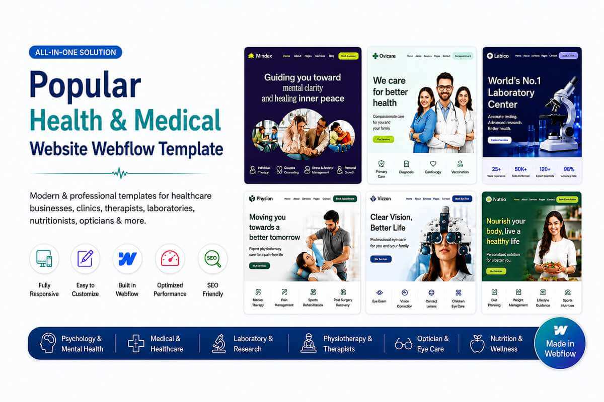 Best Popular Health and Medical Website Webflow Template