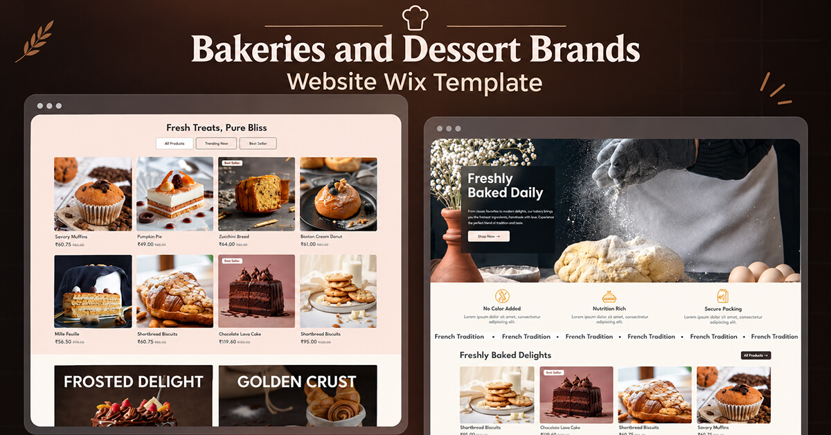 Bakeries and Dessert Brands Website Wix Template