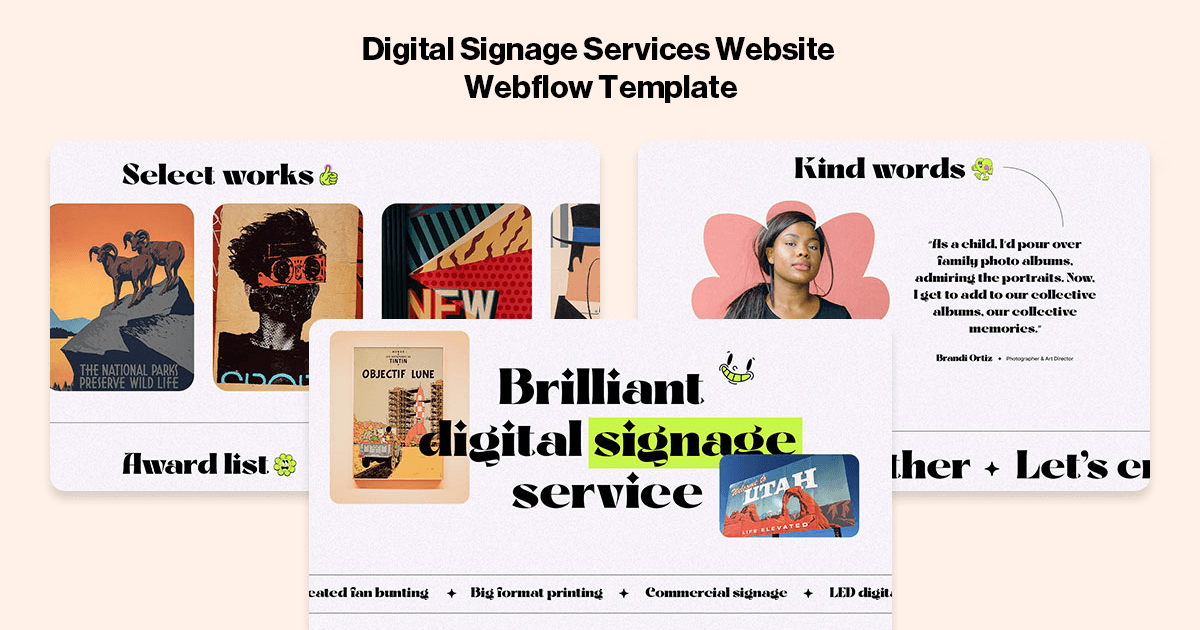 Highest Selling Digital Signage Services Website Webflow Template 2026