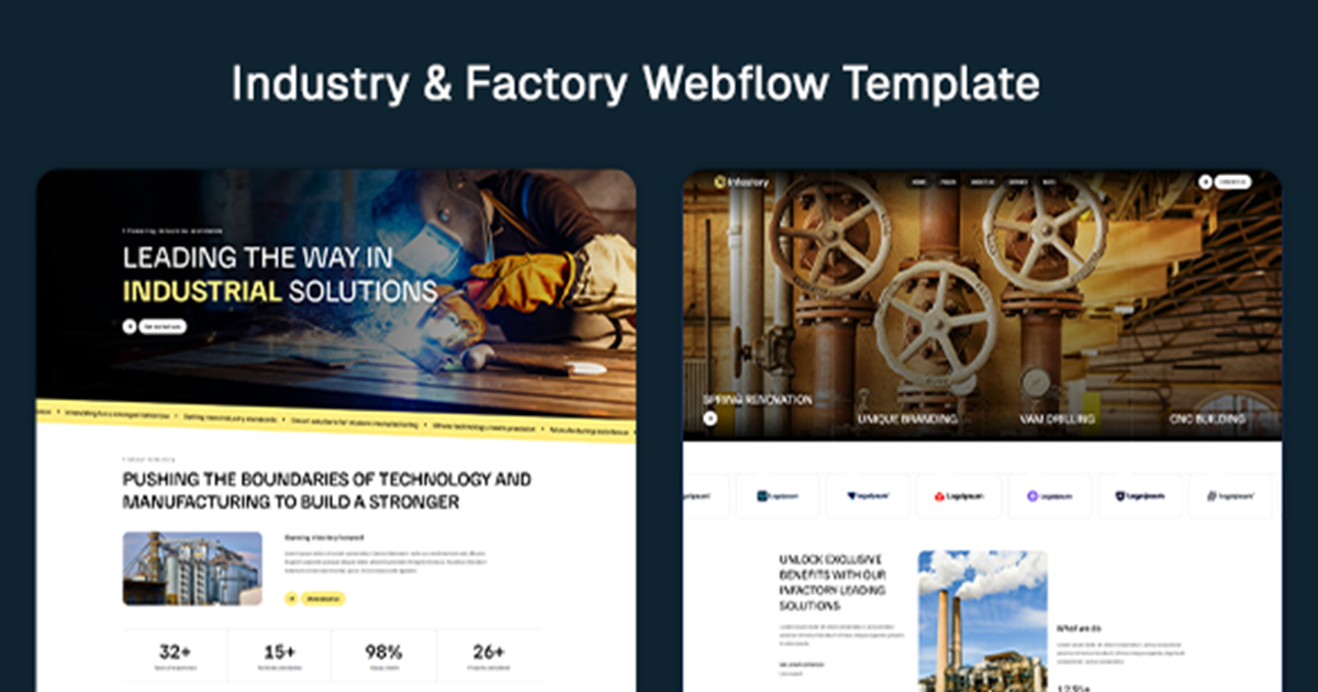 Popular Industry and Factory Website Webflow Template 2026