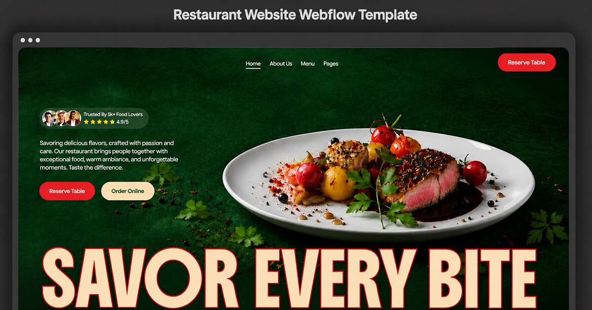 Best Restaurant Website Webflow Template 2026